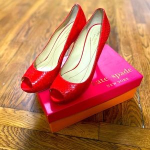 Kate Spade Red Snake Skin Heels